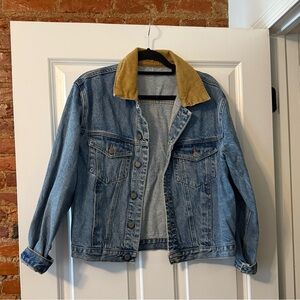 Blue Denim Jacket with Corduroy Collar